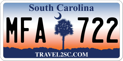 SC license plate MFA722