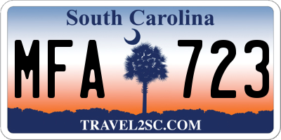 SC license plate MFA723