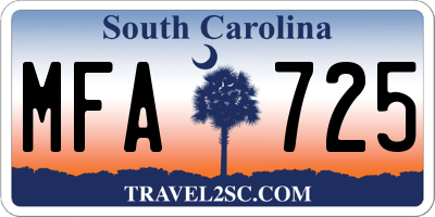 SC license plate MFA725