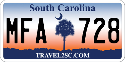 SC license plate MFA728