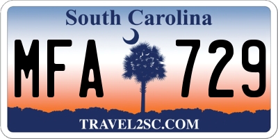 SC license plate MFA729