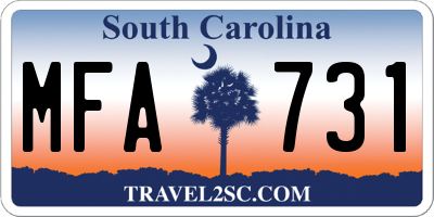 SC license plate MFA731