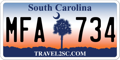 SC license plate MFA734