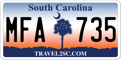SC license plate MFA735
