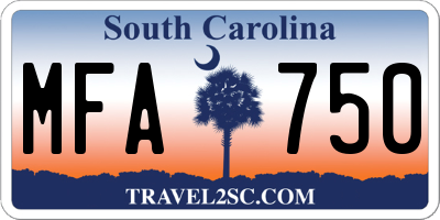 SC license plate MFA750