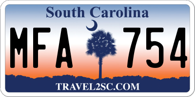 SC license plate MFA754