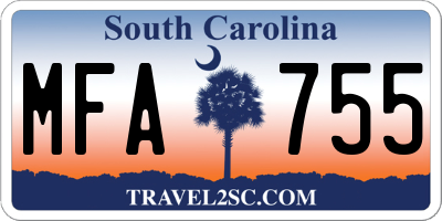 SC license plate MFA755