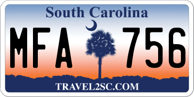 SC license plate MFA756