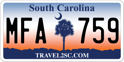 SC license plate MFA759