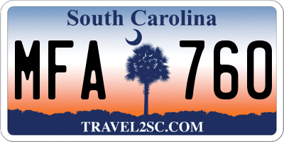 SC license plate MFA760