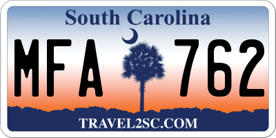 SC license plate MFA762
