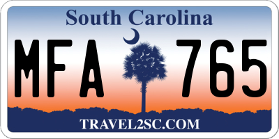 SC license plate MFA765