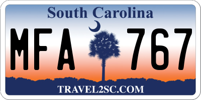 SC license plate MFA767