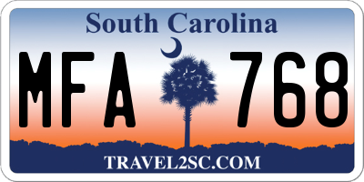SC license plate MFA768