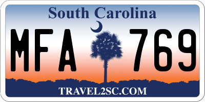 SC license plate MFA769