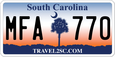 SC license plate MFA770