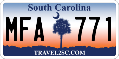 SC license plate MFA771