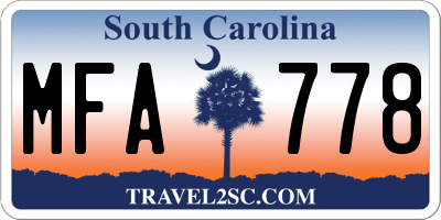 SC license plate MFA778
