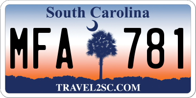 SC license plate MFA781