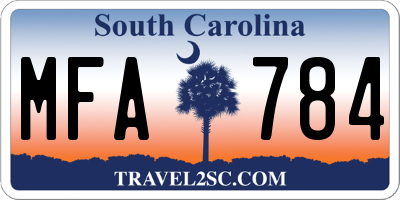 SC license plate MFA784
