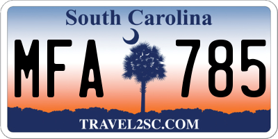 SC license plate MFA785