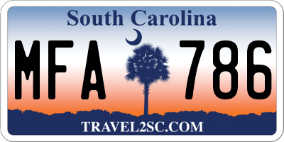 SC license plate MFA786
