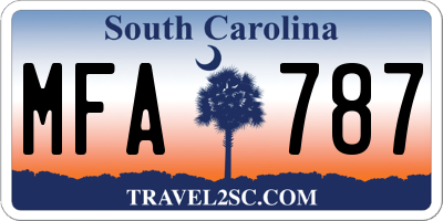 SC license plate MFA787