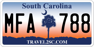 SC license plate MFA788