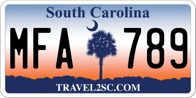 SC license plate MFA789