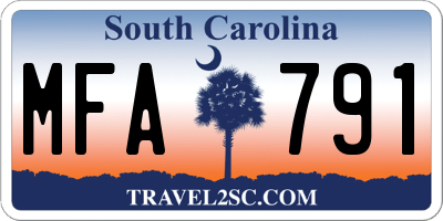 SC license plate MFA791