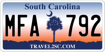 SC license plate MFA792