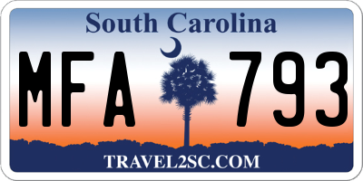 SC license plate MFA793