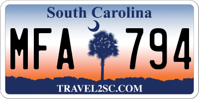 SC license plate MFA794