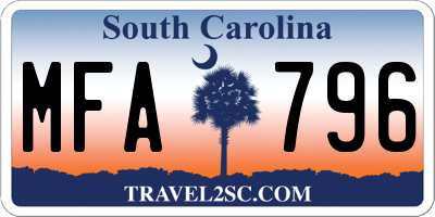 SC license plate MFA796