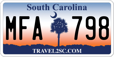 SC license plate MFA798