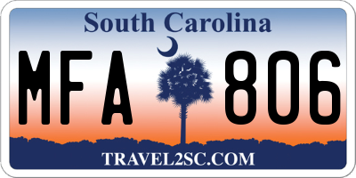 SC license plate MFA806