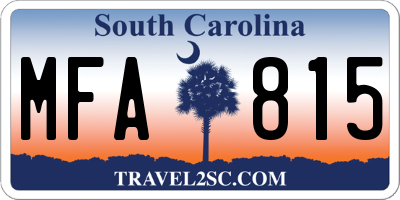 SC license plate MFA815