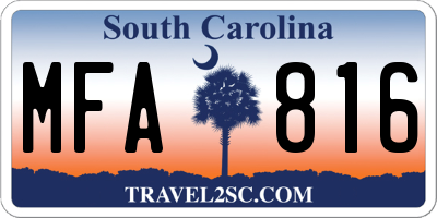 SC license plate MFA816