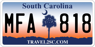 SC license plate MFA818