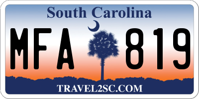 SC license plate MFA819