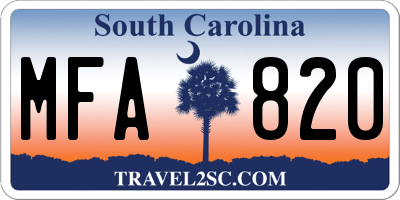 SC license plate MFA820