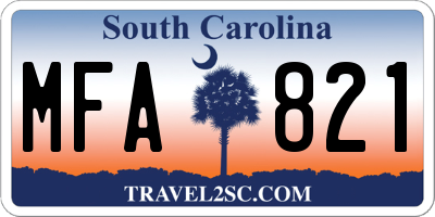 SC license plate MFA821