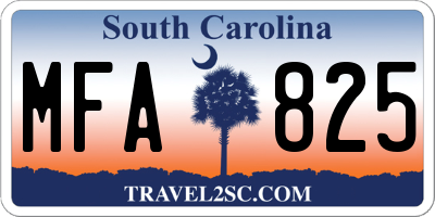 SC license plate MFA825