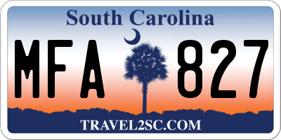 SC license plate MFA827