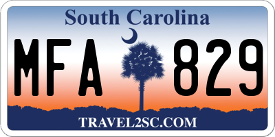 SC license plate MFA829