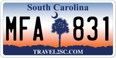 SC license plate MFA831