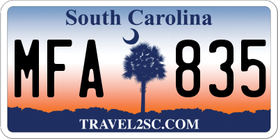SC license plate MFA835