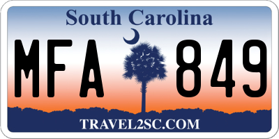 SC license plate MFA849