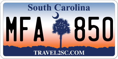 SC license plate MFA850