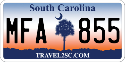 SC license plate MFA855